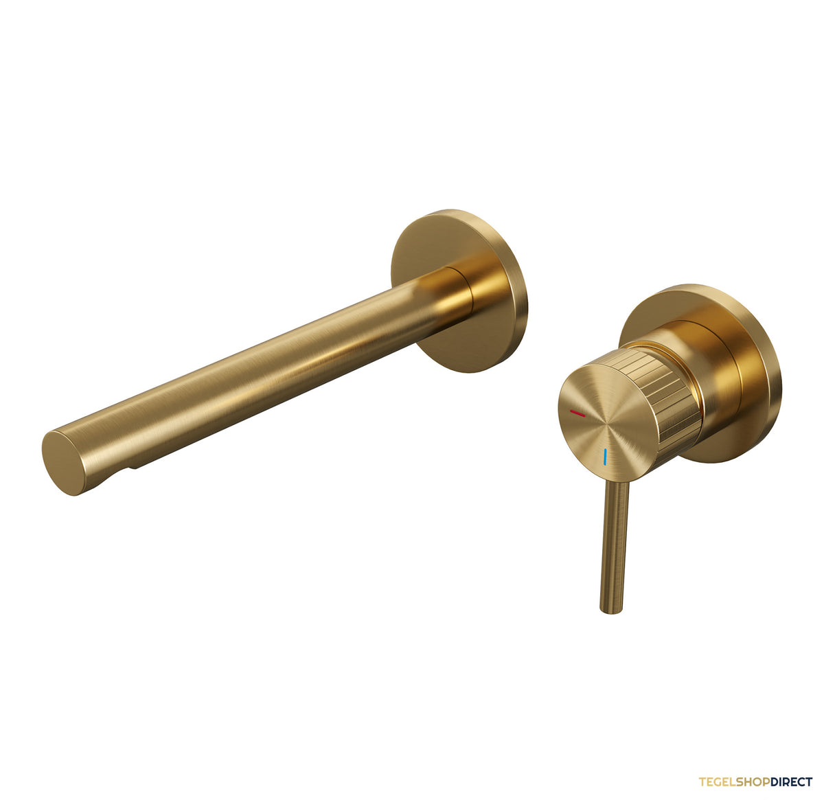 Brauer Stripe inbouw wastafelmengkraan met rechte uitloop en rozetten model A1 goud geborsteld PVD