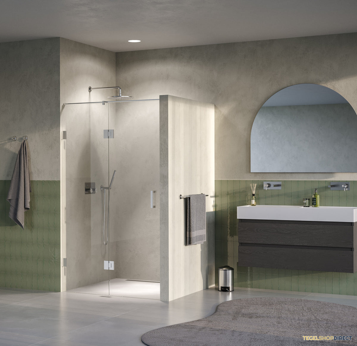 BRAUER Void nisdeur 2-delig helder glas 120x200 omkeerbaar met draaideur 60 aan glas incl. glascoating PVD RVS-kleurig – afbeelding 2