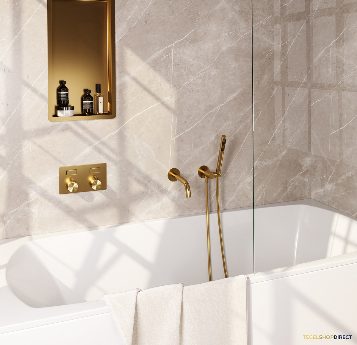 Inbouwthermostaat set Brauer Gold Edition Met Drukknoppen Incl Baduitloop Goud (Keuze Handdouche)