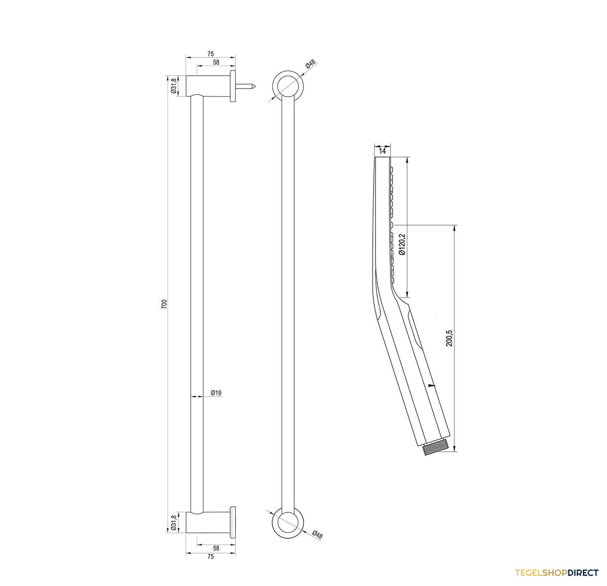 Douchekraanset Brauer Brushed Edition Opbouw Met Glijstang En Ronde Handdouche Geborsteld RVS – afbeelding 8