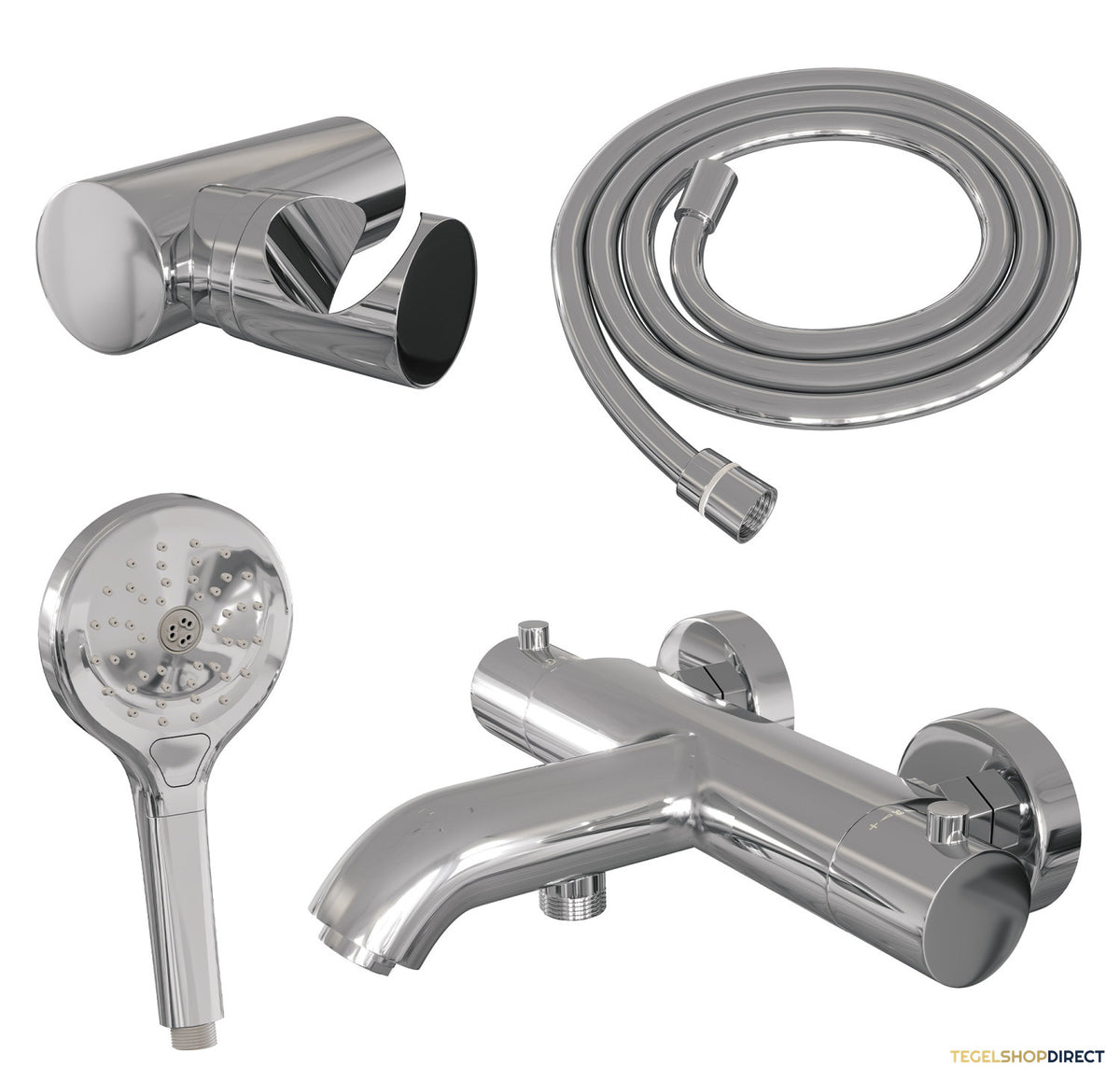 Opbouwset Bad- en Douchekraan Brauer Chrome Edition Thermostatisch Met Wandhouder En Handdouche 3 Standen Chroom – afbeelding 4