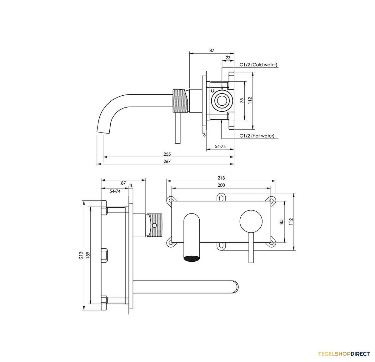 Inbouw Wastafelmengkraan Brauer Chrome Carving Coldstart Gebogen Uitloop Ronde Hendel Rechts Chroom Met Afdekplaat – afbeelding 4