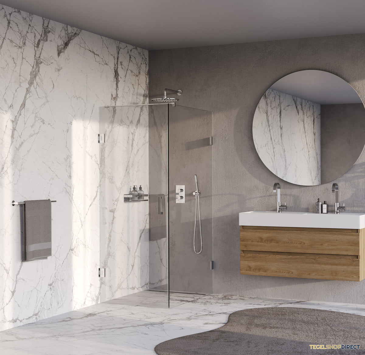BRAUER Void douchecabine met draaideur helder glas 80x120x200 incl. glascoating chroom – afbeelding 2