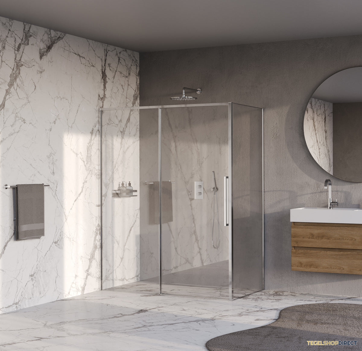 BRAUER Galactic Douchecabine Met Schuifdeur 160x90x200 Omkeerbaar Helder Glas Incl. Glascoating Chroom – afbeelding 2