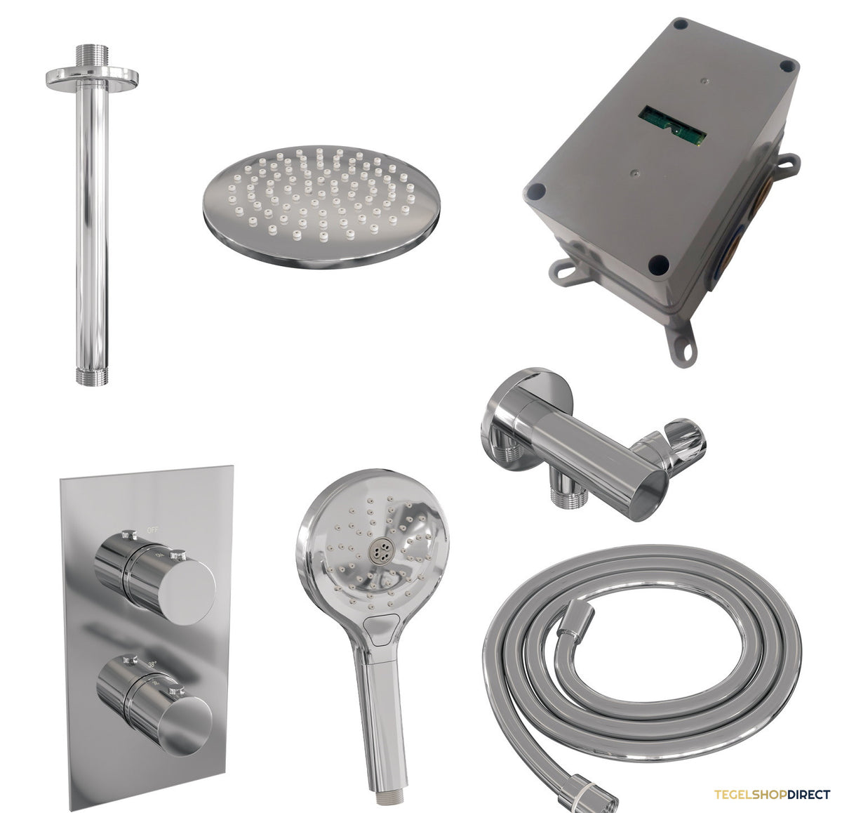 Inbouw Regendouche Set Brauer Chrome Edition Plafond Uitloop Ronde Hoofddouche 20 cm Met Handdouche 3 Standen – afbeelding 8