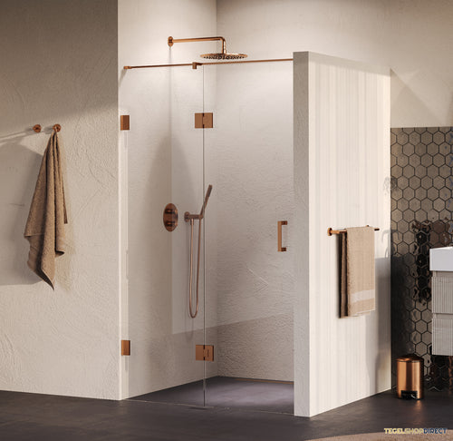 BRAUER Void nisdeur 2-delig helder glas 110x200 omkeerbaar met draaideur 60 aan glas incl. glascoating PVD koper