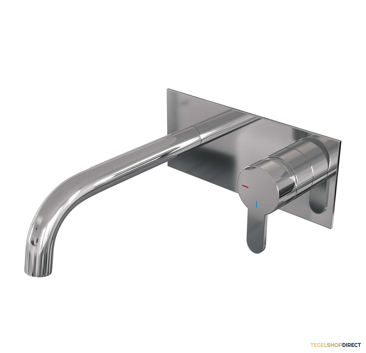 Inbouw Wastafelmengkraan Brauer Chrome Edition Coldstart Gebogen Uitloop Korte Platte Hendel Rechts Chroom Met Afdekplaat