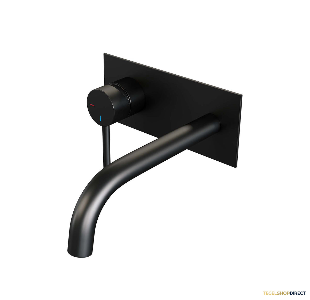 Inbouw Wastafelmengkraan Brauer Black Edition Coldstart Gebogen Uitloop Ronde Hendel Links Mat Zwart Met Afdekplaat
