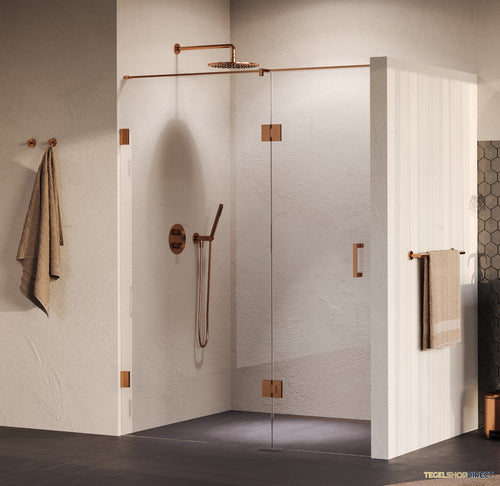 BRAUER Void nisdeur 2-delig helder glas 150x200 omkeerbaar met draaideur 70 aan glas incl. glascoating PVD koper