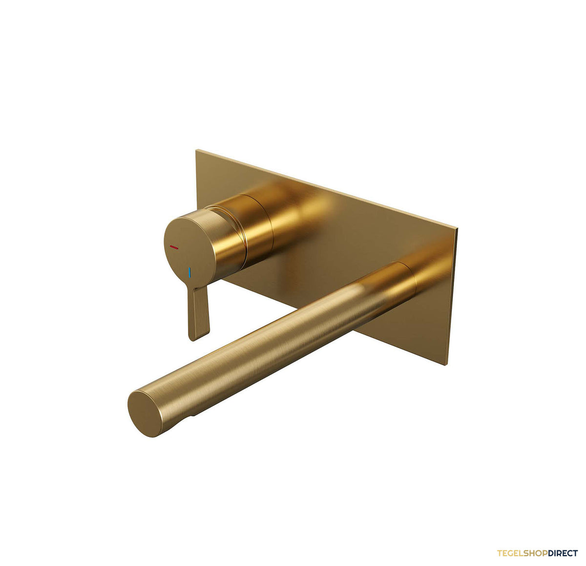 Inbouw Wastafelmengkraan Brauer Gold Edition Coldstart Rechte Uitloop Halfronde Hendel Links Geborsteld Goud PVD Met Afdekplaat