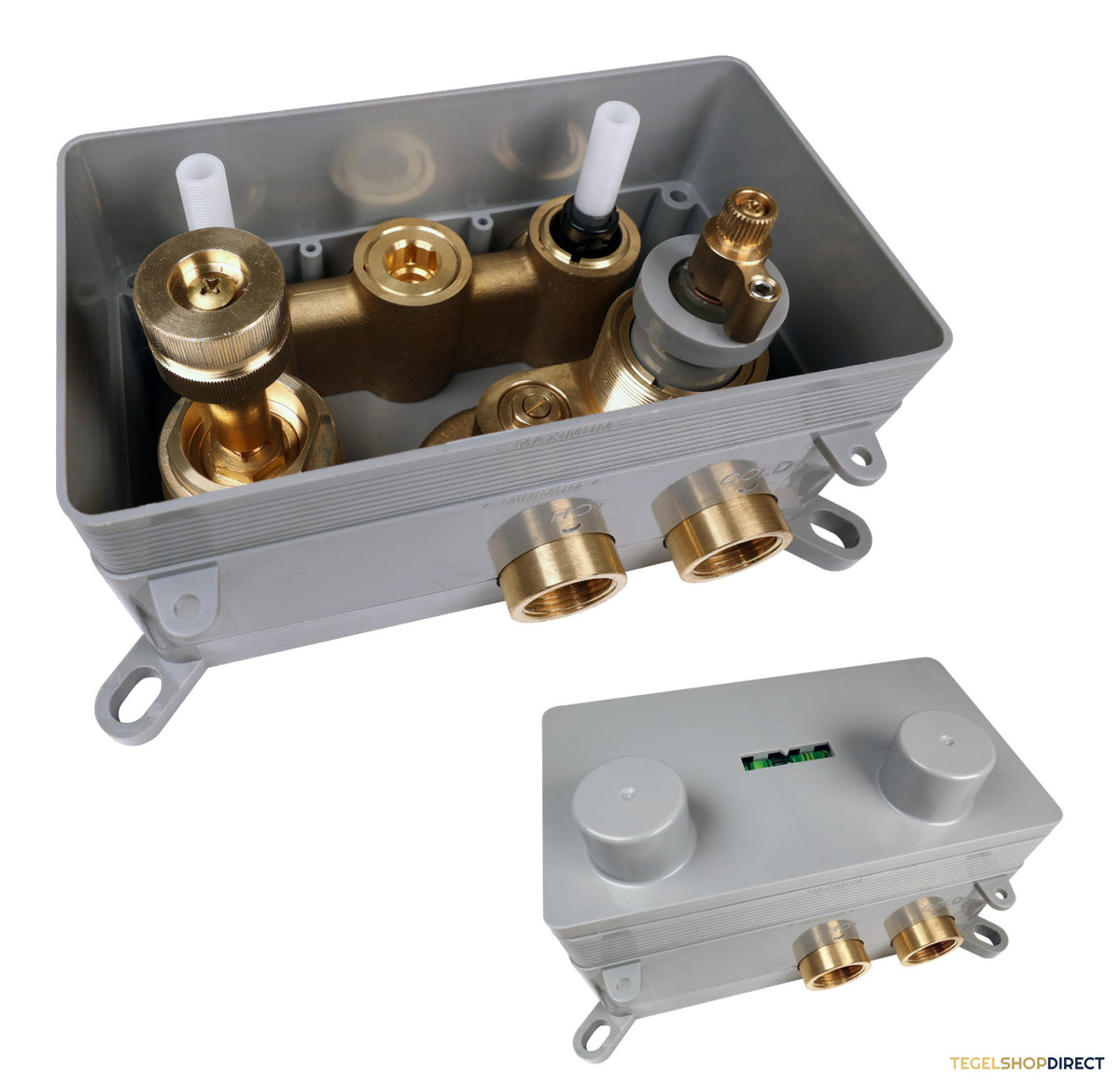 Brauer Stripe thermostatische inbouw regendouche met drukknoppen SET 30 met 25 cm douchekop en plafondarm en 3-standen handdouche en doucheslang en wandaansluitbocht goud geborsteld PVD – afbeelding 5