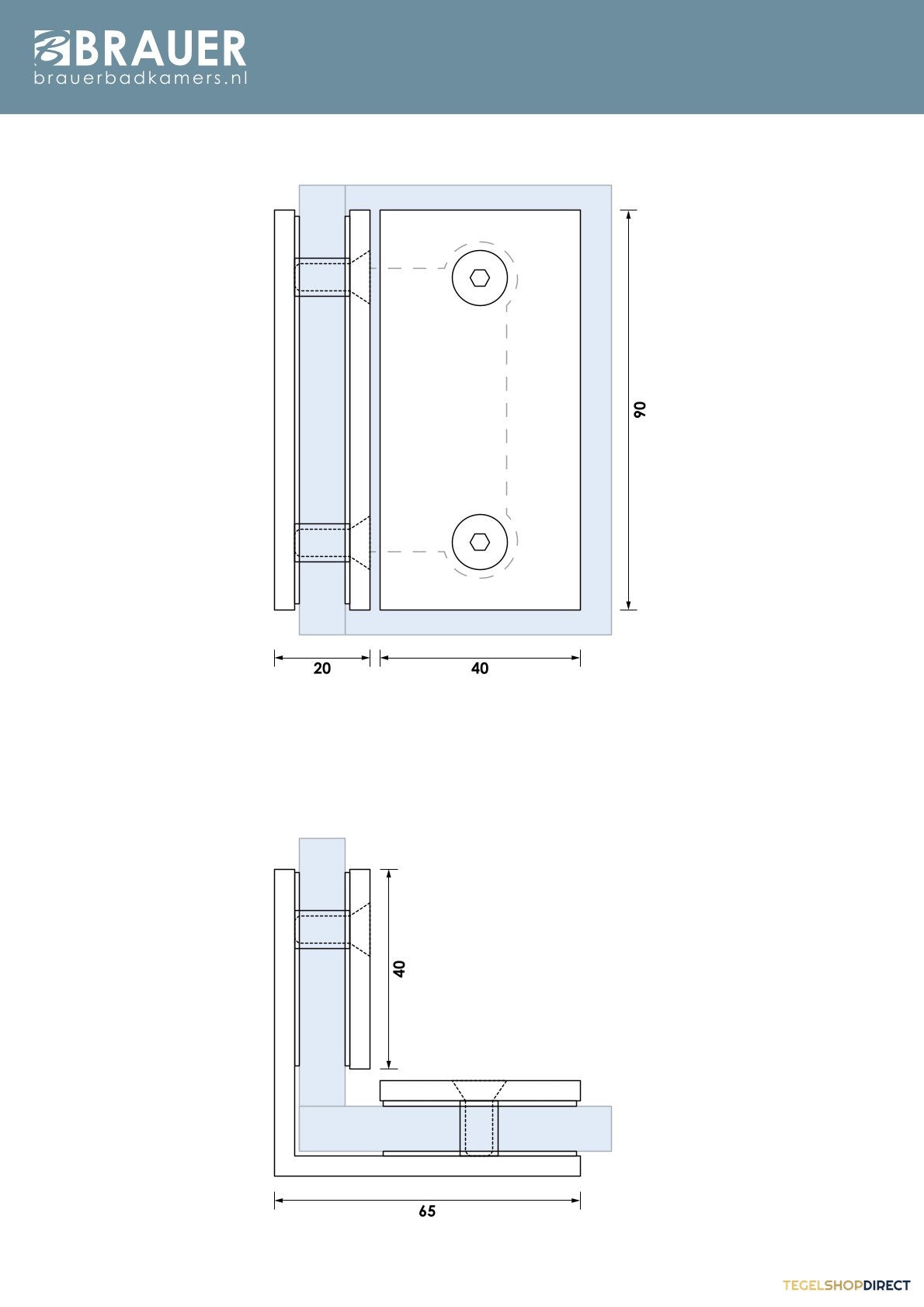 BRAUER Hoekbevestiging 2 stuks PVD gunmetal geborsteld – afbeelding 3