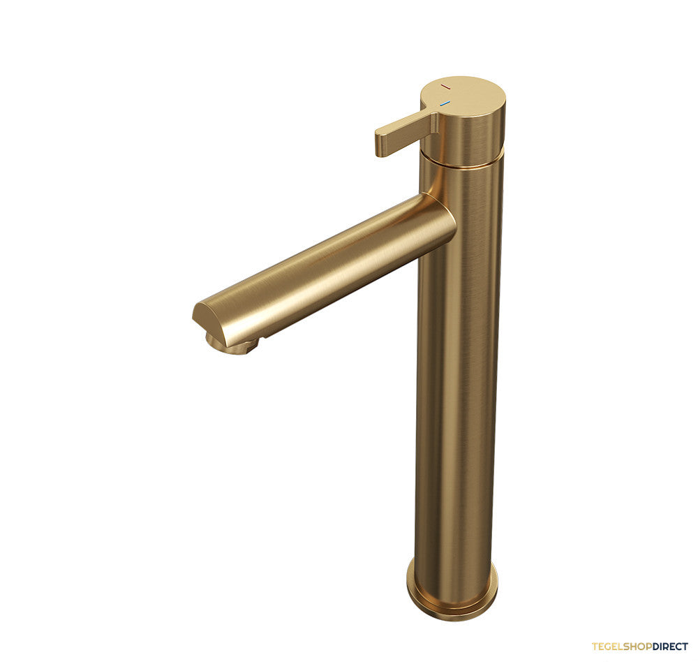 Wastafelmengkraan Brauer Gold Edition Coldstart Opbouw Hoog Halfronde Hendel Geborsteld Goud PVD