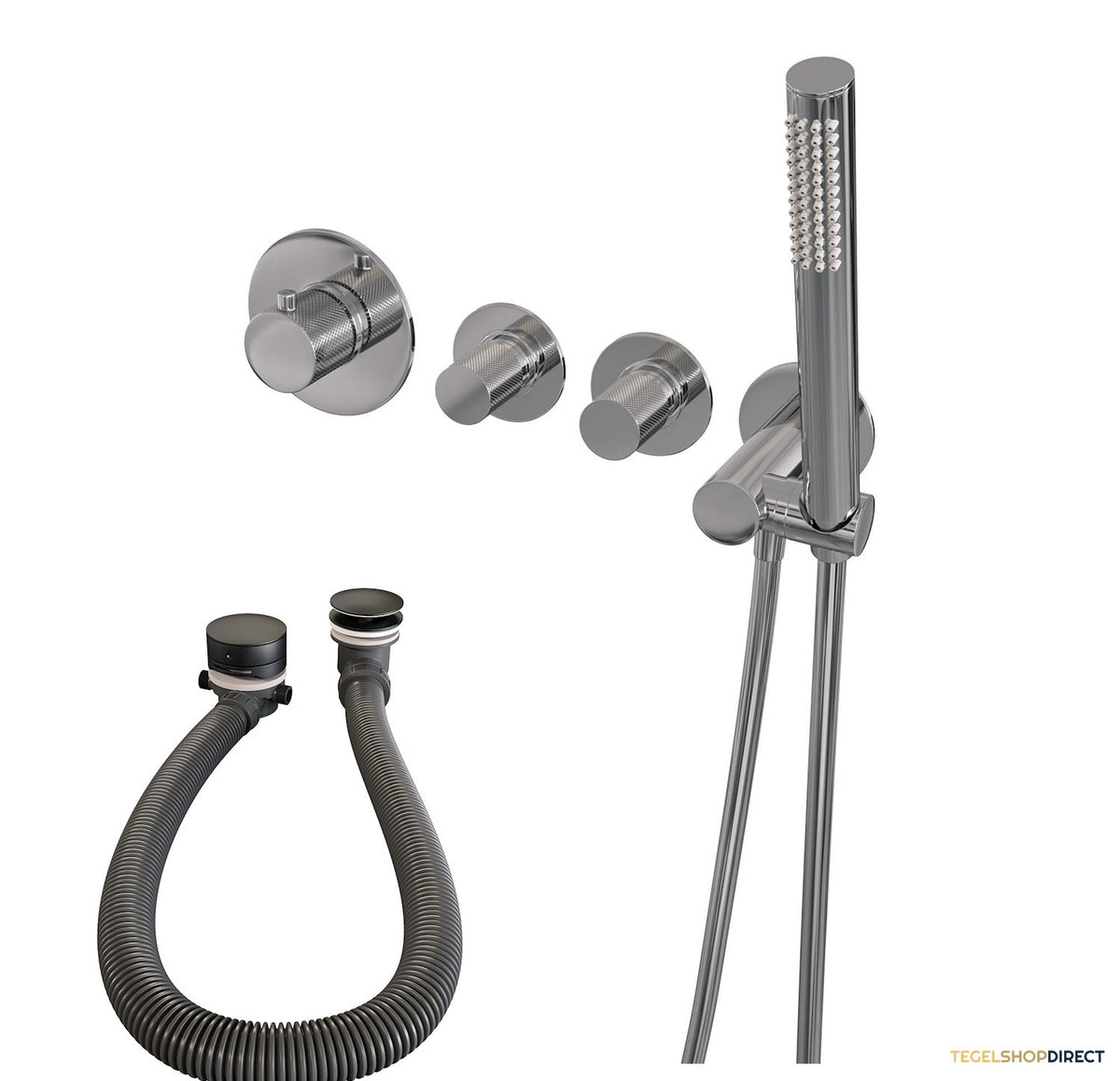 Inbouwthermostaat set Brauer Carving Incl Badafvoer Chroom (Keuze Handdouche) – afbeelding 4