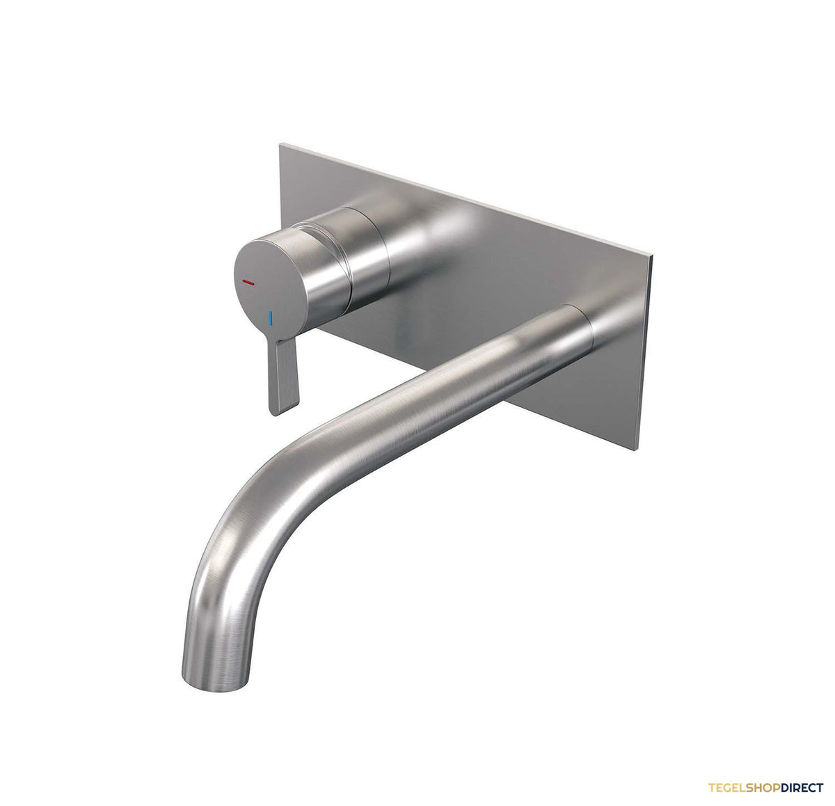 Inbouw Wastafelmengkraan Brauer Brushed Edition Coldstart Gebogen Uitloop Halfronde Hendel Links Geborsteld RVS PVD Met Afdekplaat