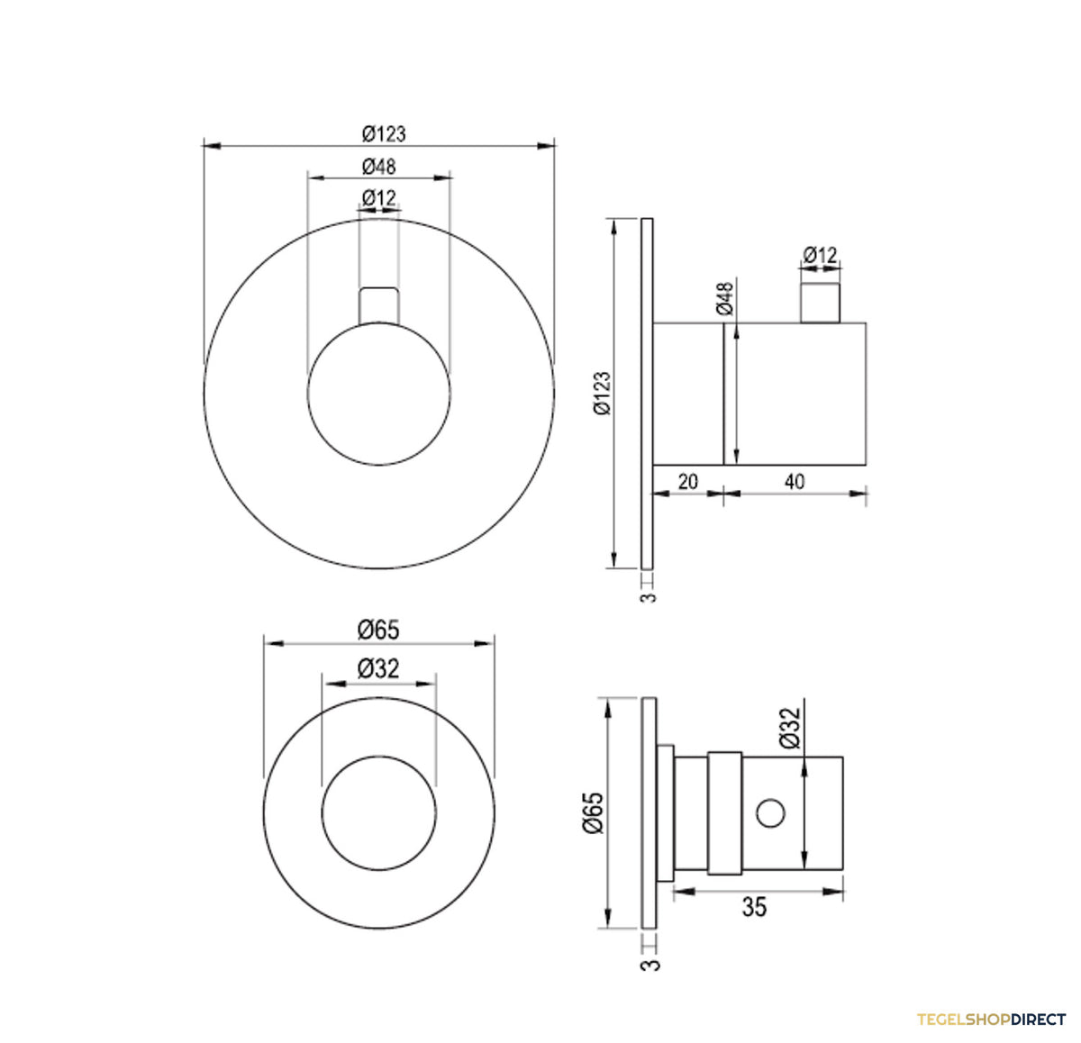 Regendoucheset Inbouw Brauer Gold Edition Thermostatisch 20cm met Wandarm en Handdouche 3-Standen Losse Stopkranen Geborsteld Goud – afbeelding 10