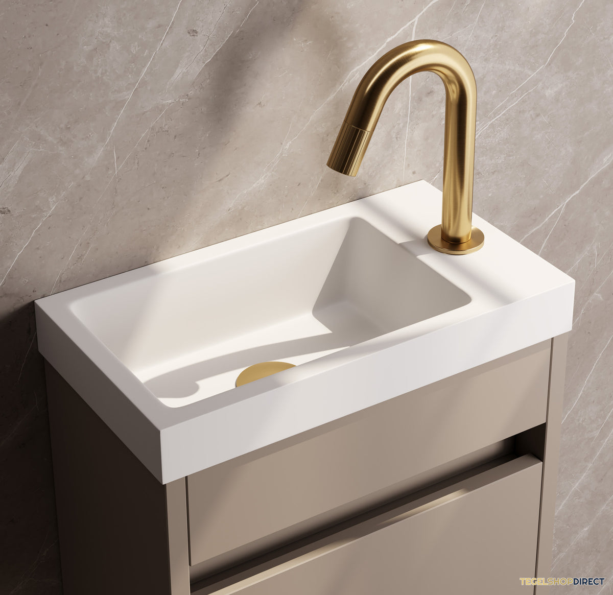 Brauer Stripe opbouw fonteinkraan met gebogen uitloop goud geborsteld PVD – afbeelding 2