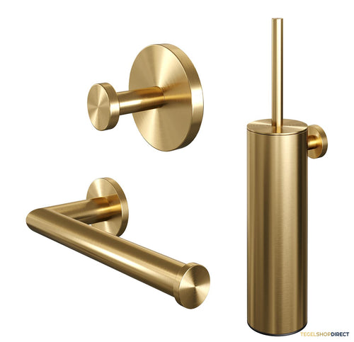 Toiletaccessoire Set Brauer Gold 3-in-1 met PVD coating Geborsteld Goud