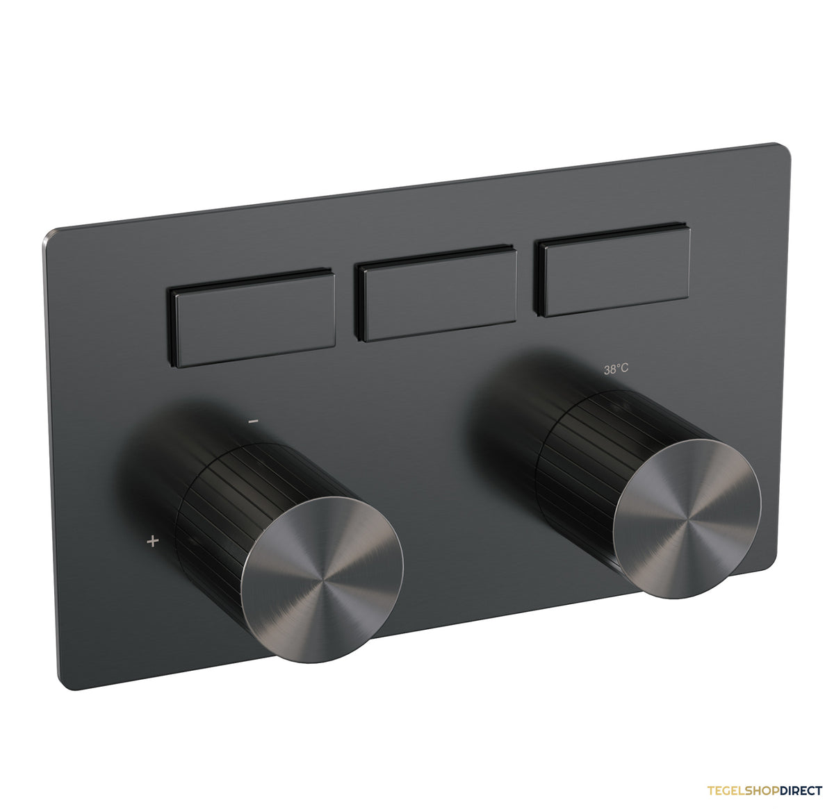 Brauer Stripe 3-weg inbouwthermostaat met drukknoppen met in- en afbouwdelen gunmetal geborsteld PVD
