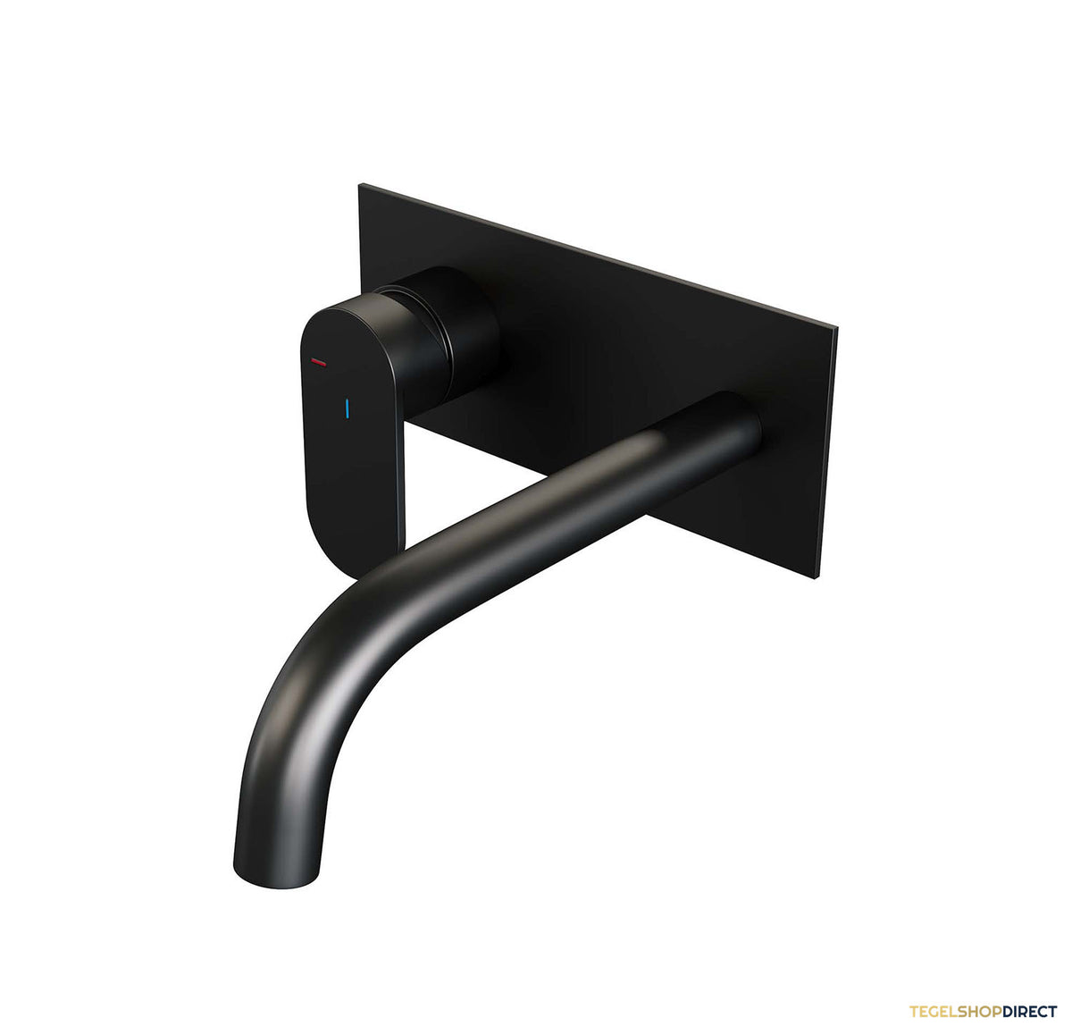 Inbouw Wastafelmengkraan Brauer Black Edition Coldstart Gebogen Uitloop Platte Hendel Links Mat Zwart Met Afdekplaat