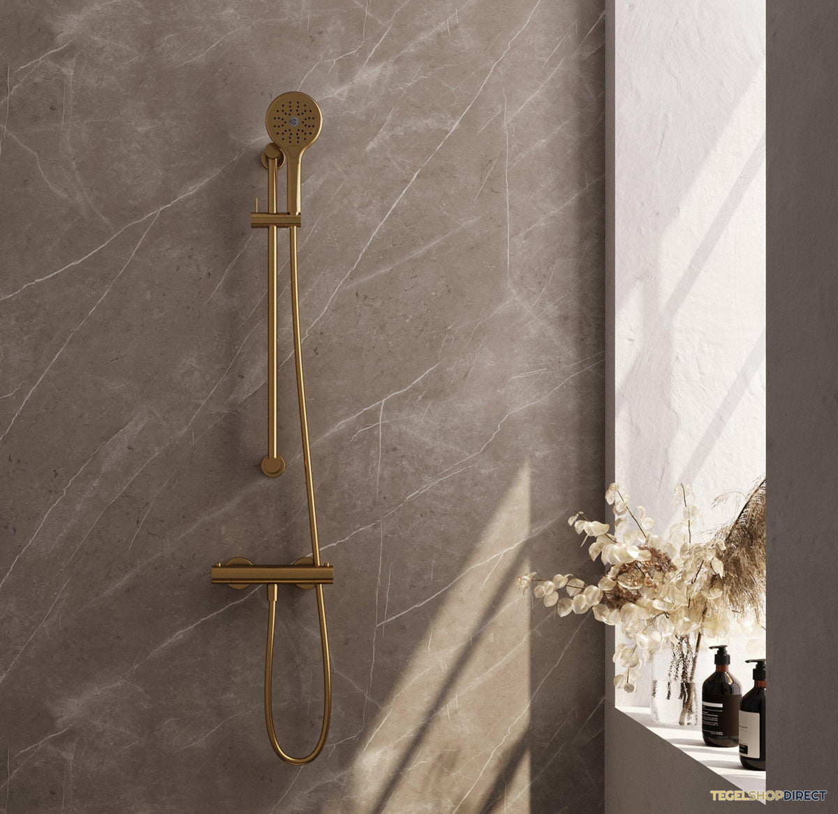 Douchekraanset Brauer Gold Edition Opbouw Met Glijstang En Ronde Handdouche Geborsteld Goud