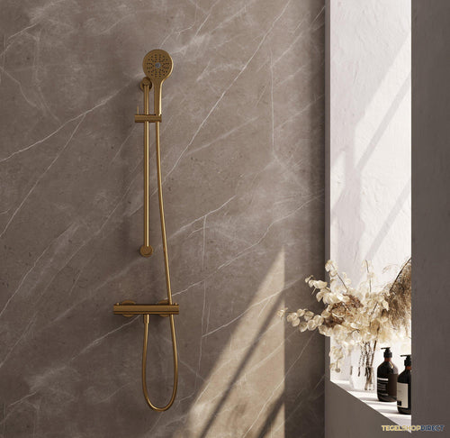 Douchekraanset Brauer Gold Edition Opbouw Met Glijstang En Ronde Handdouche Geborsteld Goud