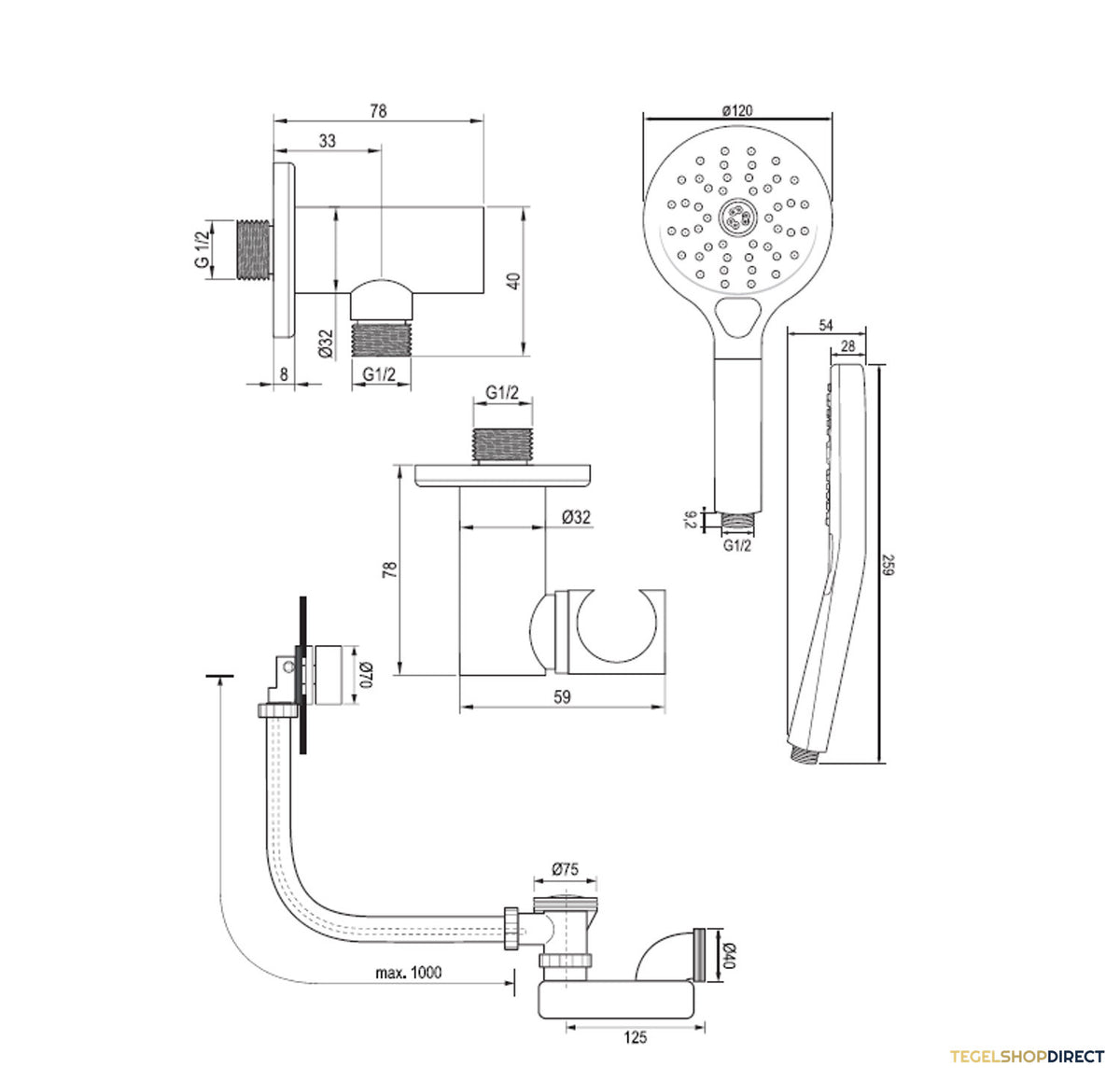Inbouwthermostaatset Brauer Copper Incl 3 Standen Handdouche En Badafvoer Koper – afbeelding 9