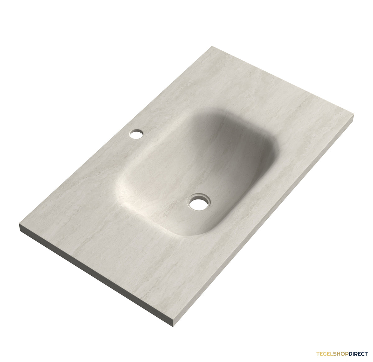 BRAUER Dune Medium wastafel 80 cm met 1 wasbak en 1 kraangat Sintered Stone Ivory Travertin – afbeelding 4