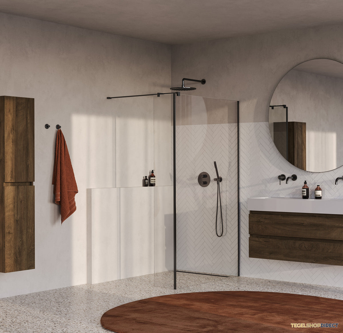 BRAUER Oblivion inloopdouche helder glas 110x200 met zijwand 40 incl. glascoating PVD gunmetal geborsteld – afbeelding 2