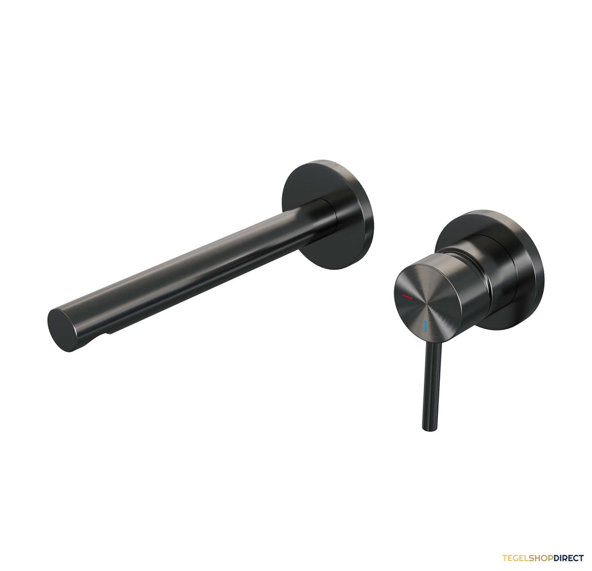 Inbouw Wastafelmengkraan Brauer Gunmetal Edition Coldstart Rechte Uitloop Ronde Hendel Rechts Geborsteld Gunmetal PVD Met Rozetten