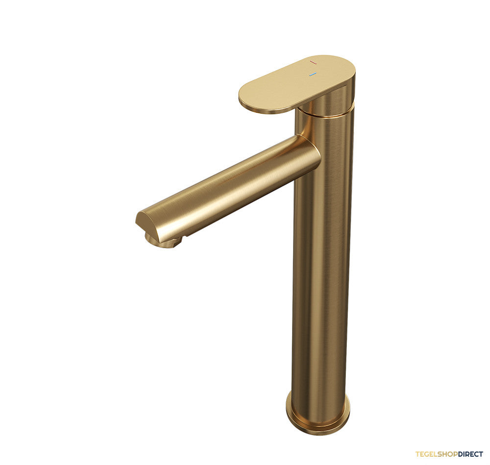 Wastafelmengkraan Brauer Gold Edition Coldstart Opbouw Hoog Platte Hendel Geborsteld Goud PVD