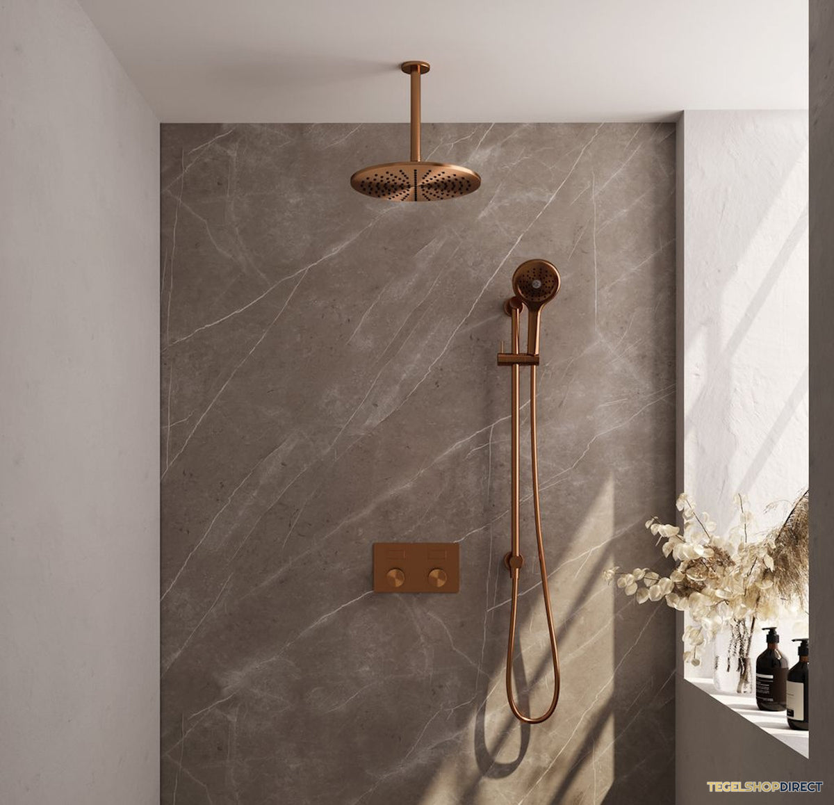 Thermostatische Inbouwdoucheset Brauer Carving Recht Met Drukknoppen Koper (Alle Opties) – afbeelding 2