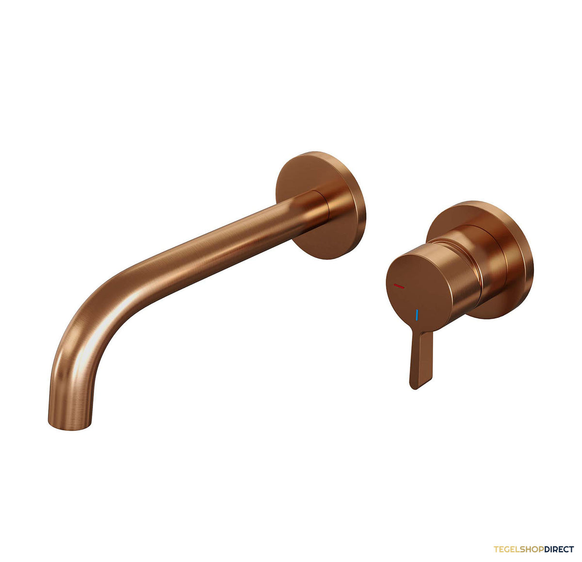 Inbouw Wastafelmengkraan Brauer Copper Edition Coldstart Gebogen Uitloop Halfronde Hendel Rechts Geborsteld Koper PVD Met Rozetten