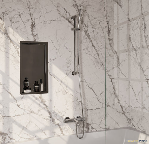 Brauer Stripe opbouw baddouche thermostaatkraan SET 01 met glijstang en staaf handdouche en doucheslang chroom