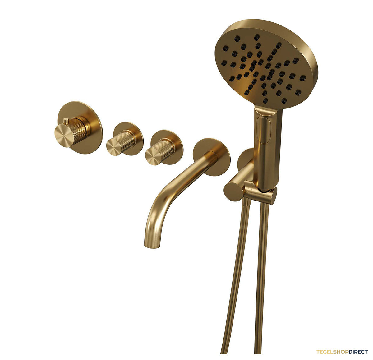 Inbouwthermostaatset Brauer Gold Carving Incl Baduitloop en 3 Standen Handdouche Goud – afbeelding 2