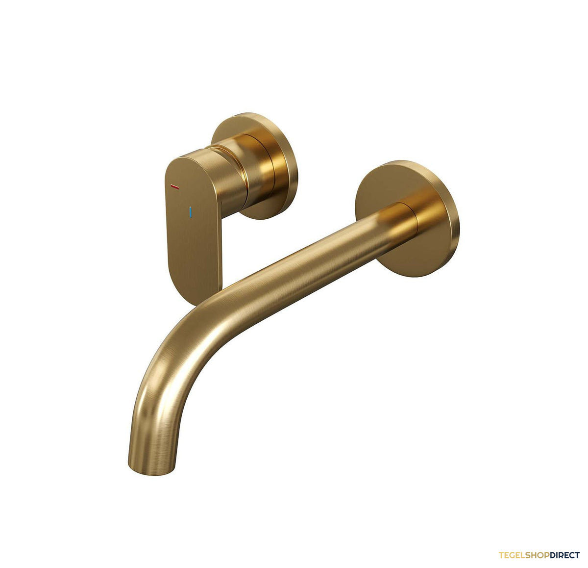Inbouw Wastafelmengkraan Brauer Gold Edition Coldstart Platte Hendel Gebogen Uitloop Geborsteld Goud PVD Met Rozetten