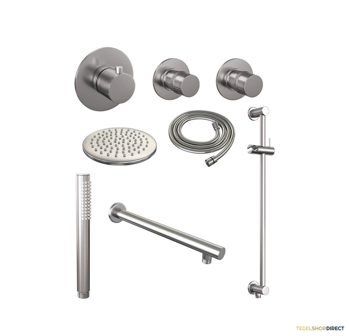 Thermostatisch Inbouwdoucheset Brauer Brushed 20cm Hoofddouche Wandarm Staafhanddouche op Glijstang Geborsteld RVS – afbeelding 2