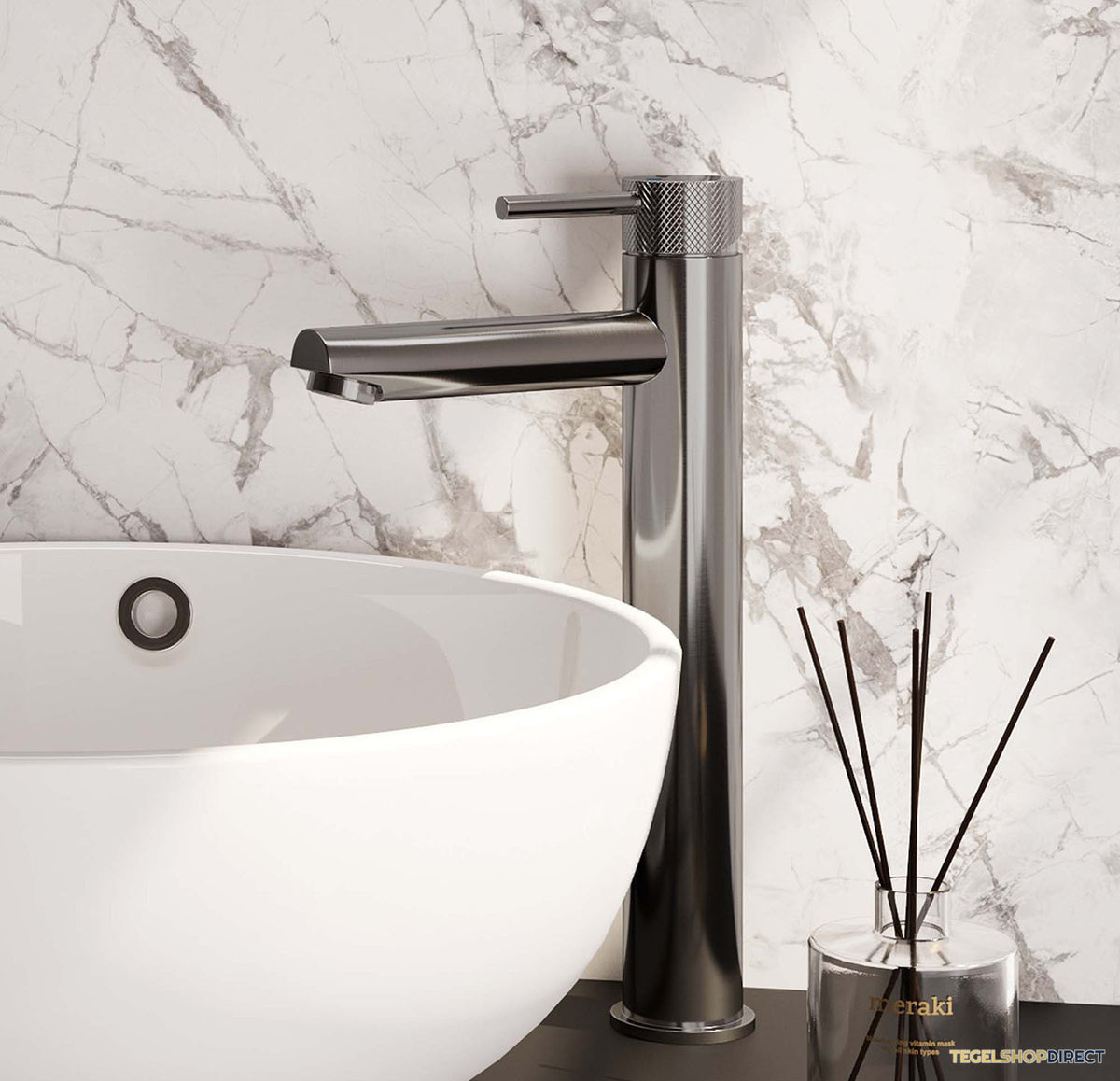 Wastafelmengkraan Brauer Chrome Carving Coldstart Opbouw Hoog Ronde Hendel Chroom – afbeelding 2