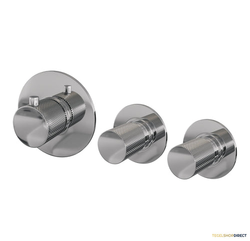 Inbouwthermostaat Brauer Chrome Carving en 2 Stopkranen Met in- en Afbouwdelen Chroom