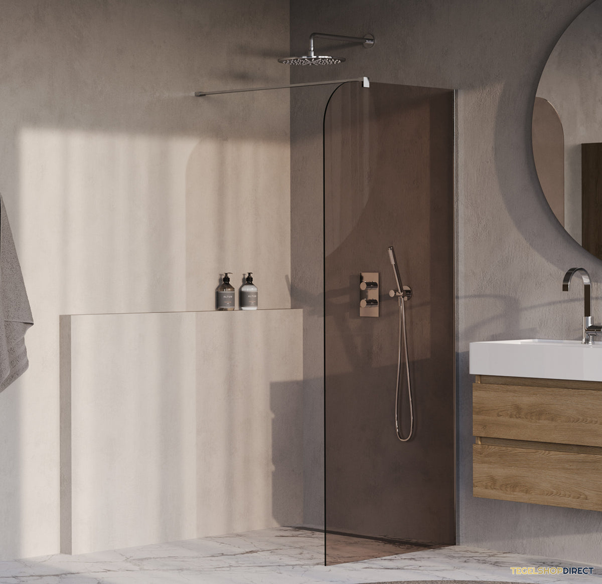 BRAUER Orion inloopdouche brons glas 100x200 incl. glascoating chroom