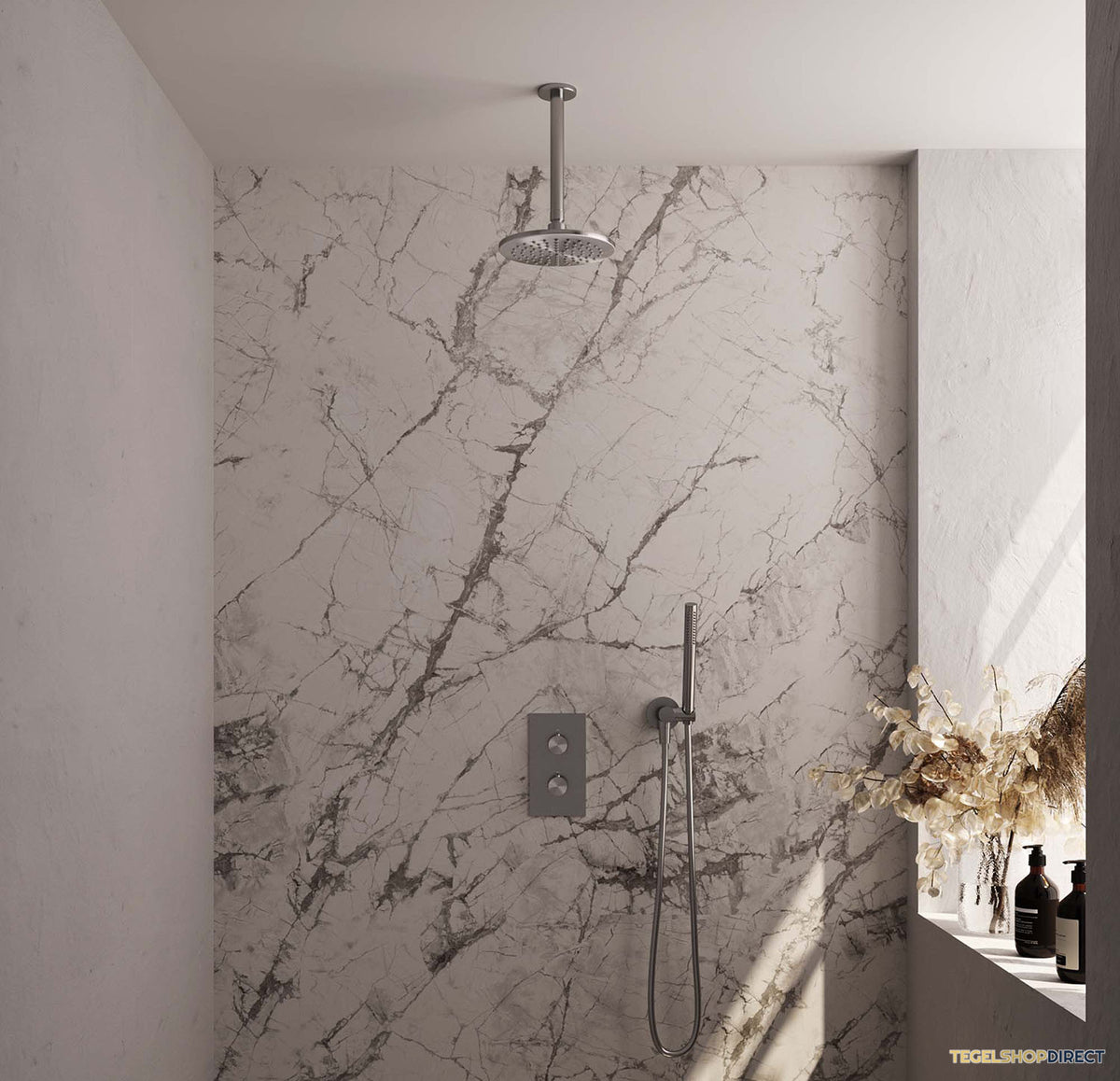 Inbouw Regendouche Set Brauer Brushed Edition Plafond Uitloop Ronde Hoofddouche 20 cm RVS Look