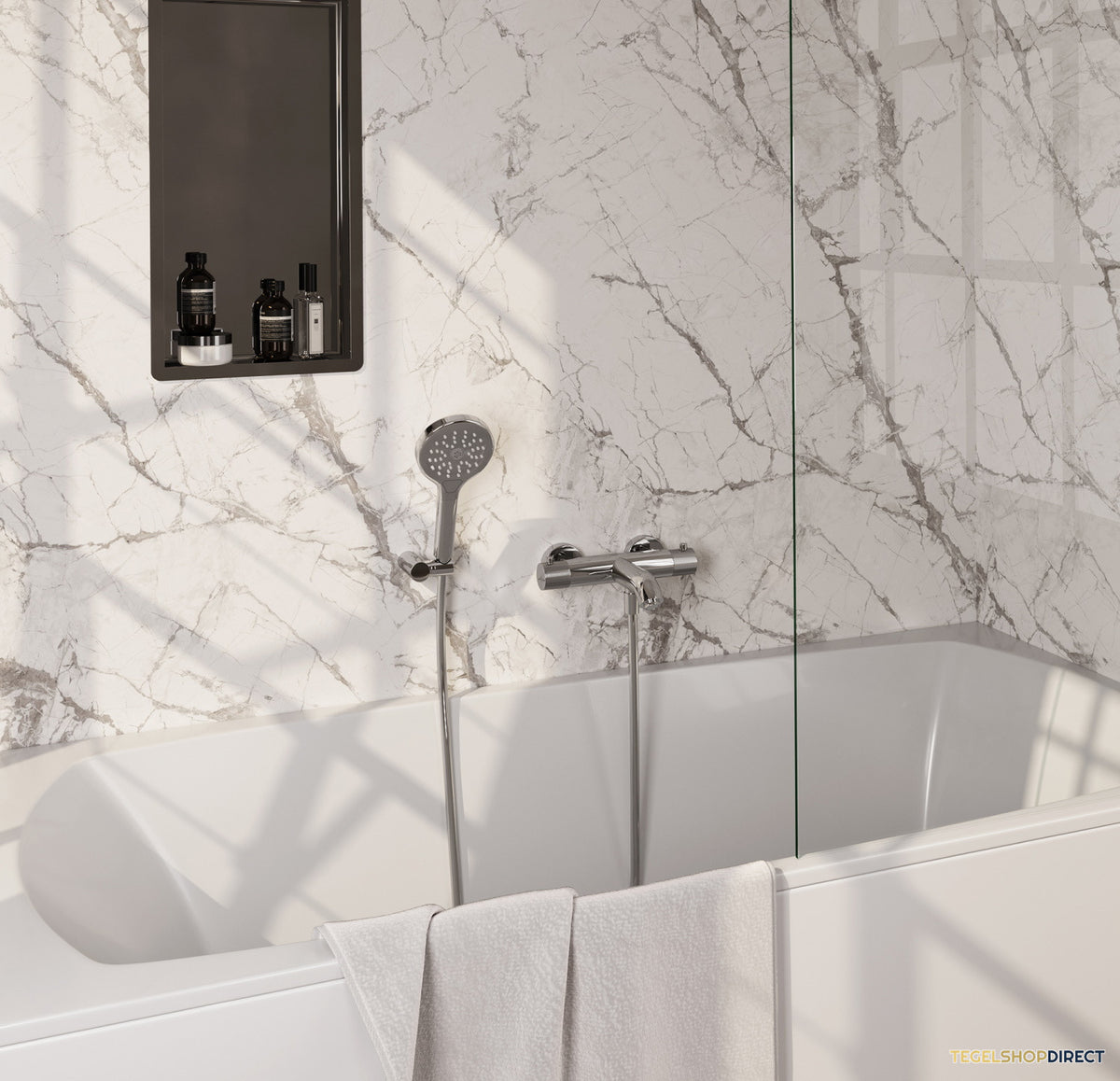 Opbouwset Bad- en Douchekraan Brauer Chrome Carving Thermostatisch Met Wandhouder En Handdouche 3 Standen Chroom