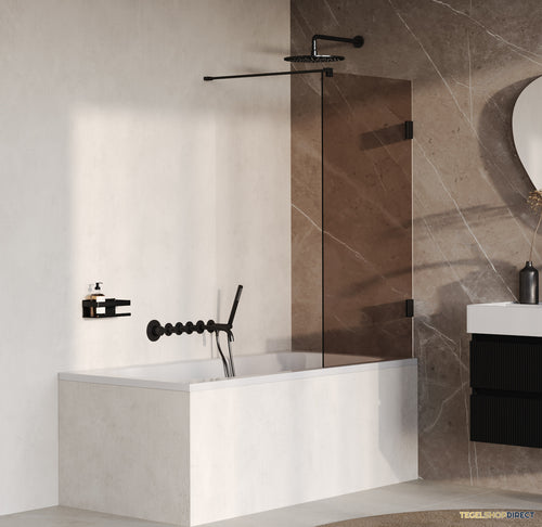 BRAUER Void Badwand 80x140 Brons Glas Incl. Glascoating Mat Zwart