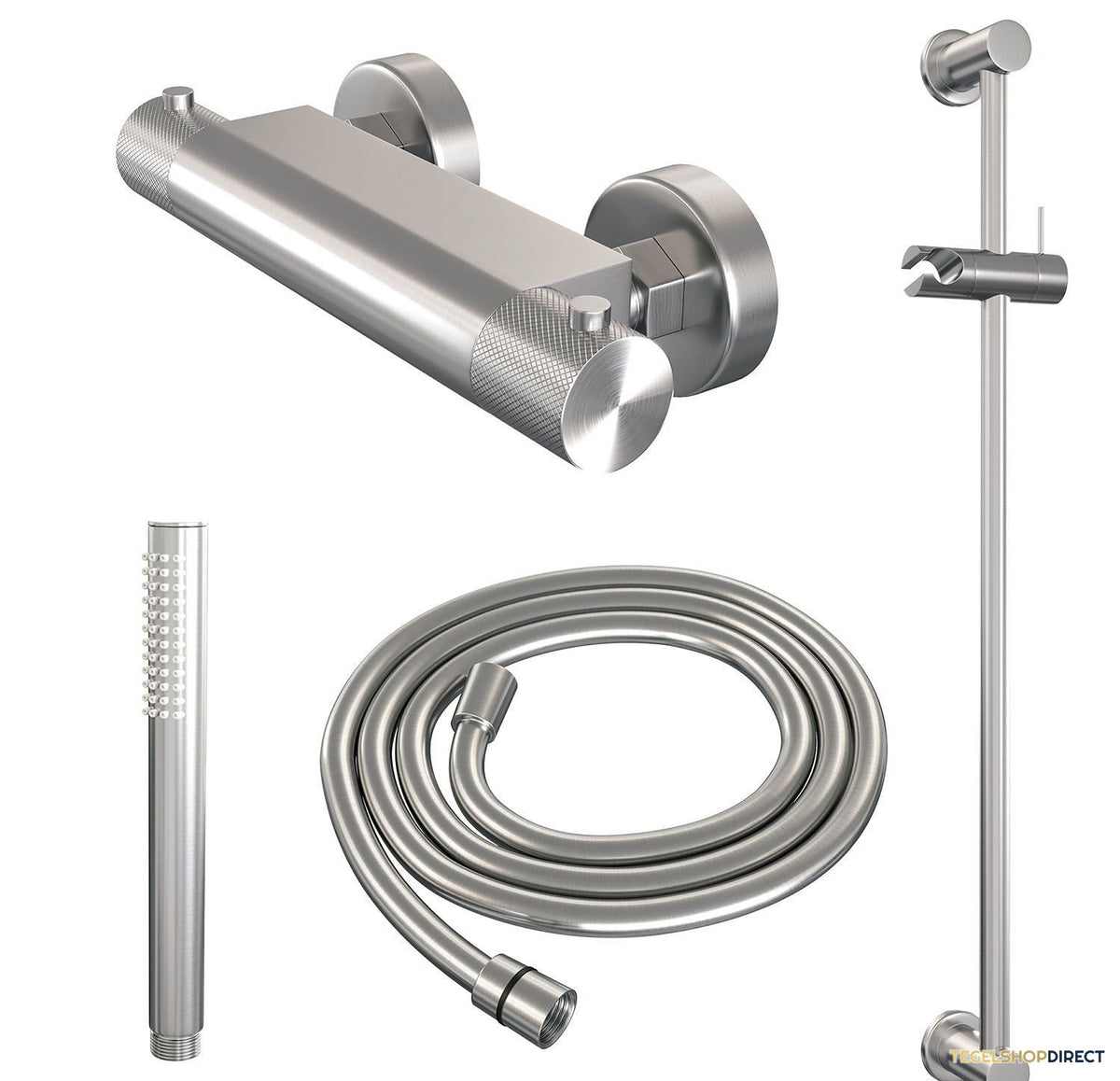 Douchekraanset Brauer Brushed Carving Opbouw Met Glijstang En Staafhanddouche Geborsteld RVS – afbeelding 3