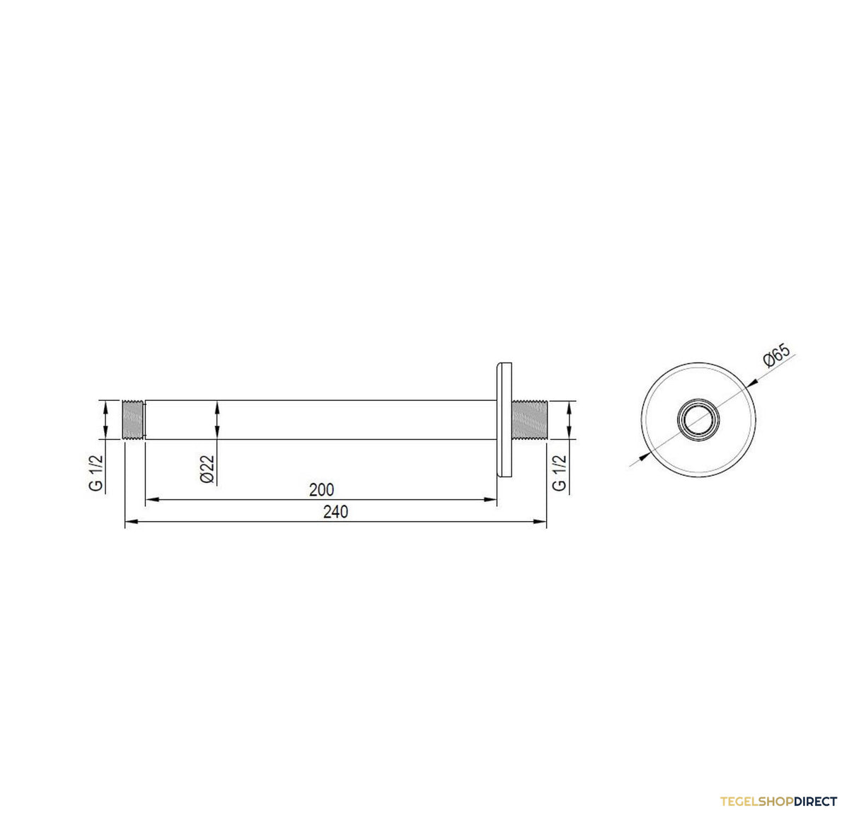 Plafonduitloop Brauer Black 20 cm Mat Zwart – afbeelding 2