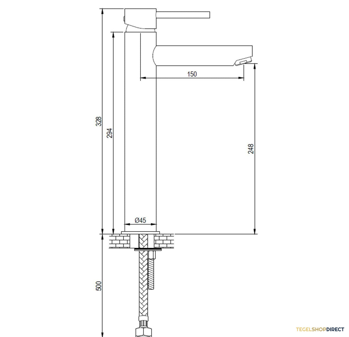 Wastafelmengkraan Brauer Gold Edition Coldstart Opbouw Hoog Ronde Hendel Geborsteld Goud PVD – afbeelding 3