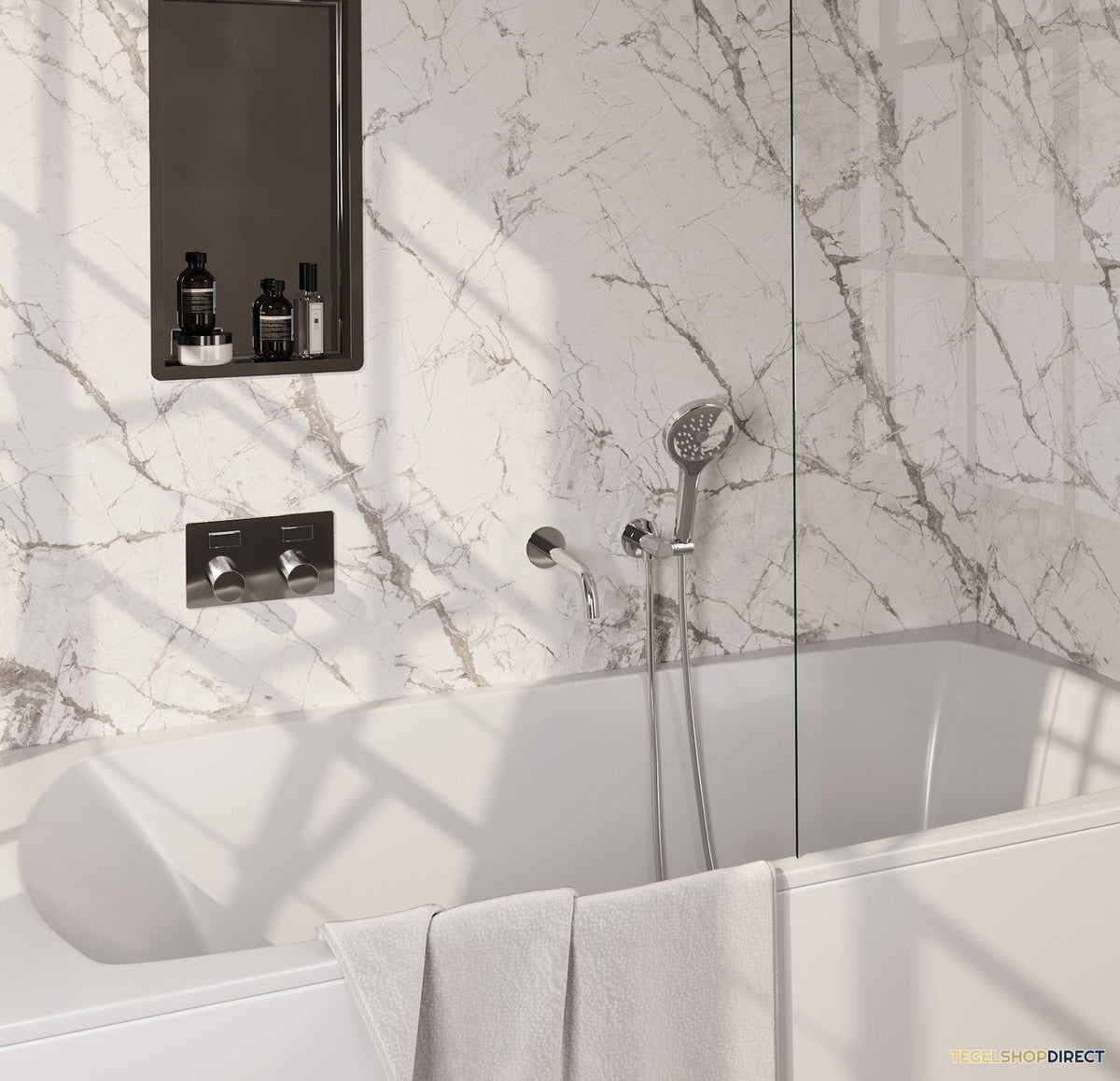 Inbouwthermostaat set Brauer Carving Met Drukknoppen Incl Baduitloop Chroom (Keuze Handdouche) – afbeelding 2