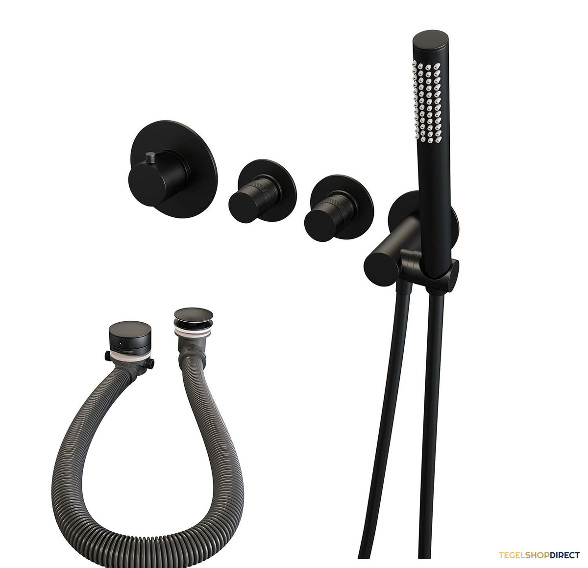 Inbouwthermostaatset Brauer Black Incl Staafhanddouche En Badafvoer Mat Zwart – afbeelding 2