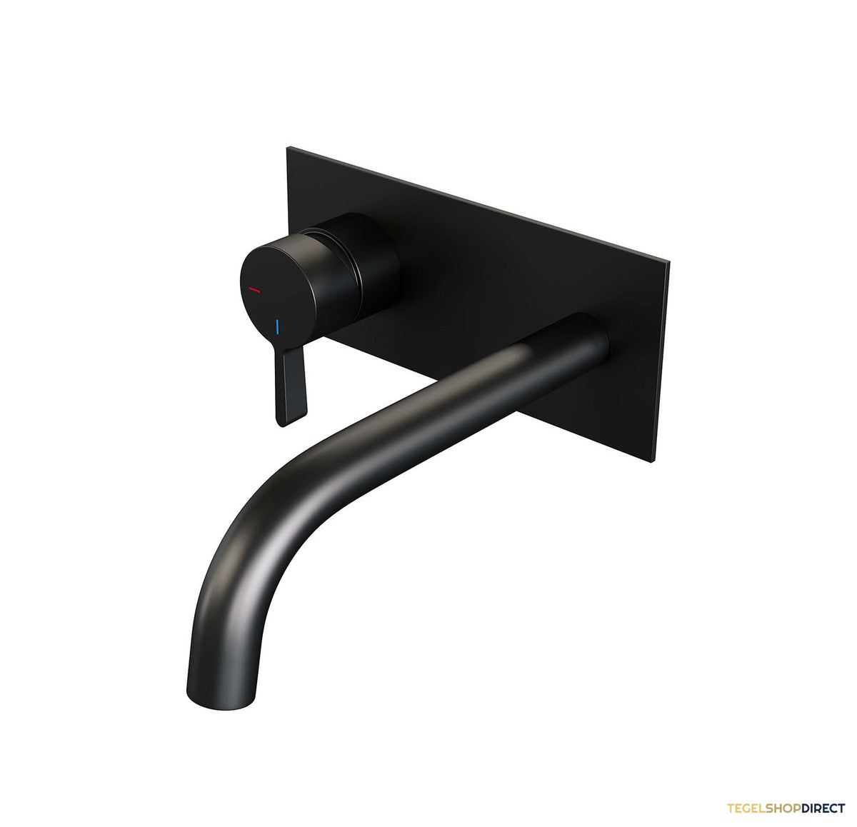 Inbouw Wastafelmengkraan Brauer Black Edition Coldstart Gebogen Uitloop Halfronde Hendel Links Mat Zwart Met Afdekplaat