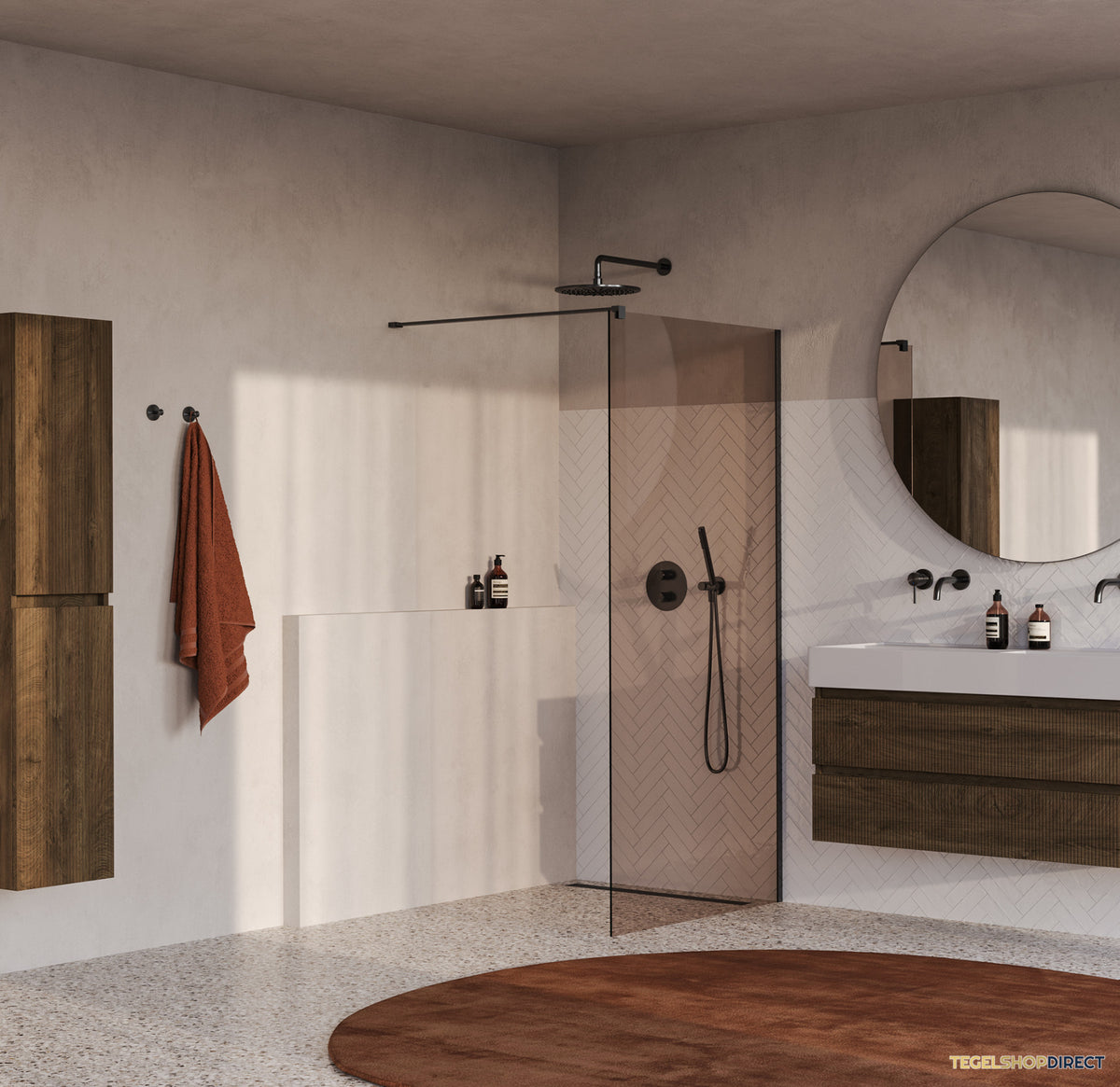 BRAUER Oblivion inloopdouche brons glas 100x200 incl. glascoating PVD gunmetal geborsteld – afbeelding 2